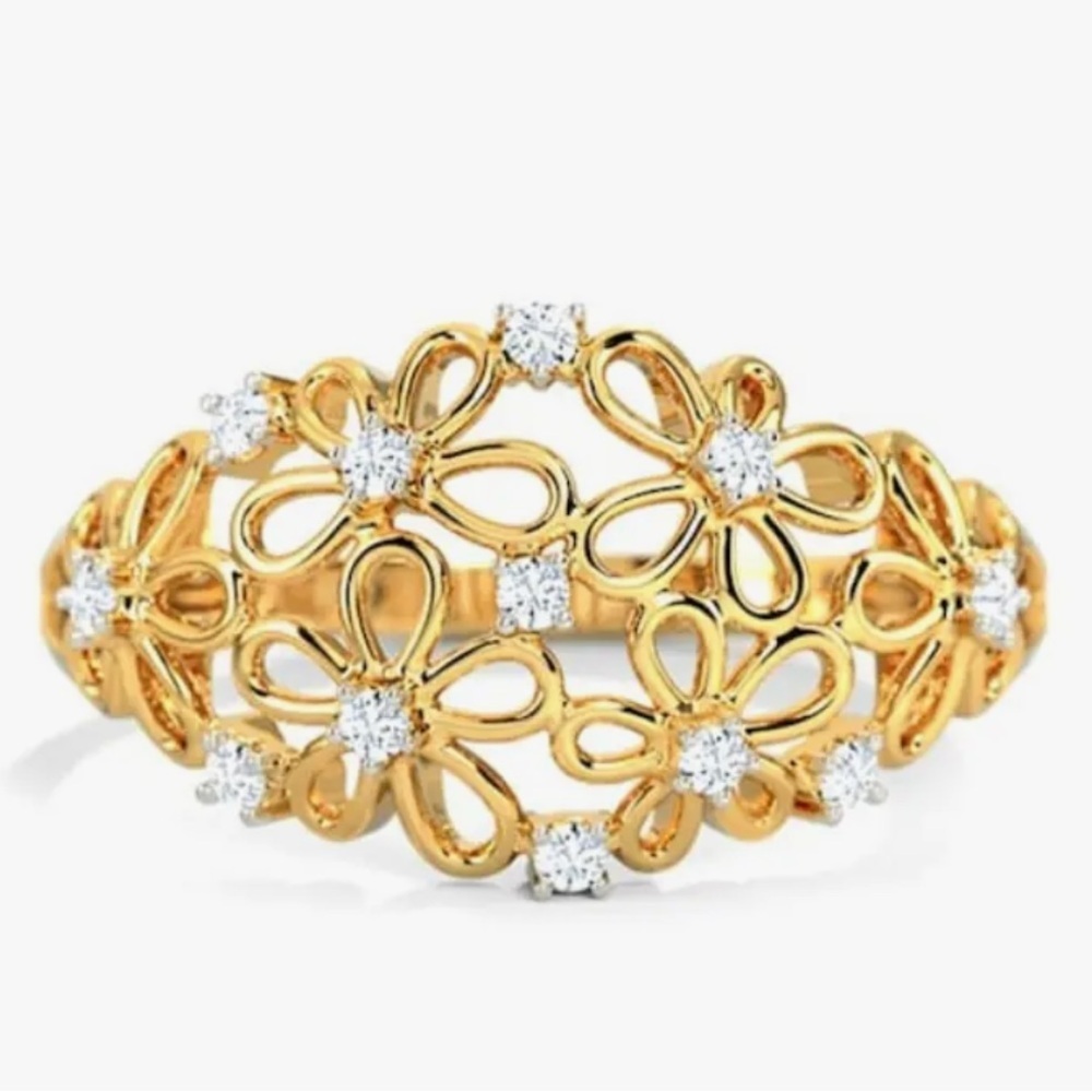 NEW Gold Tone Rhinestone Flower Ring Size 7 - Picture 7 of 8
